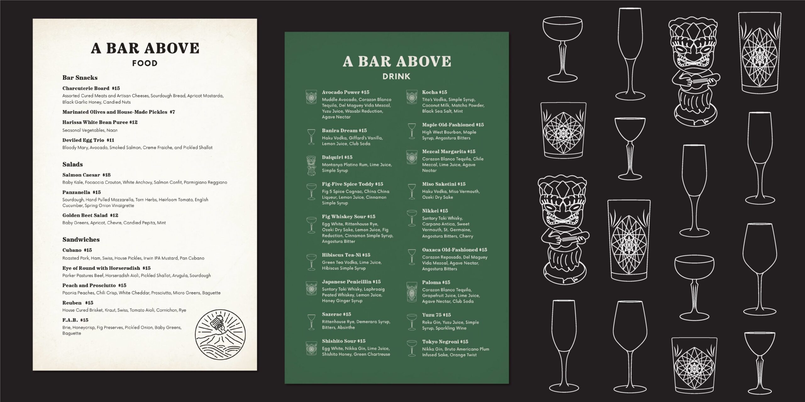 A Bar Above menu and icon design.