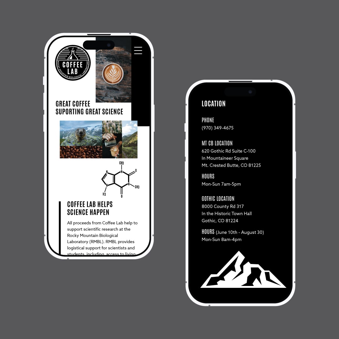 Coffee Lab mobile website design.