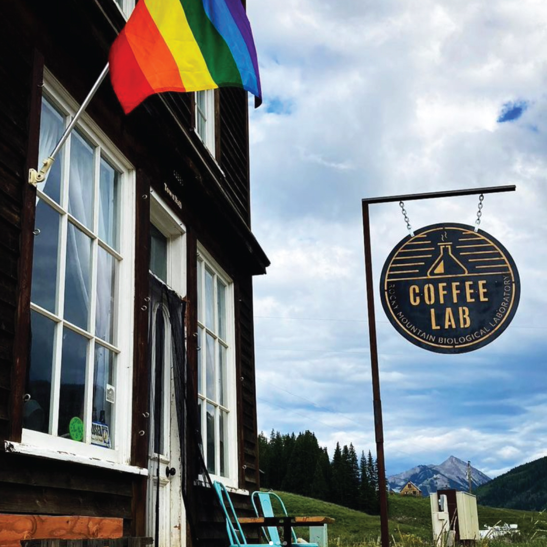 Coffee Lab sign in Gothic, Colorado.